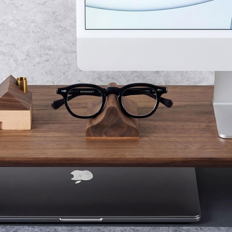 Wooden Glasses Stand, Eyeglass Stand for Desk or Nightstand