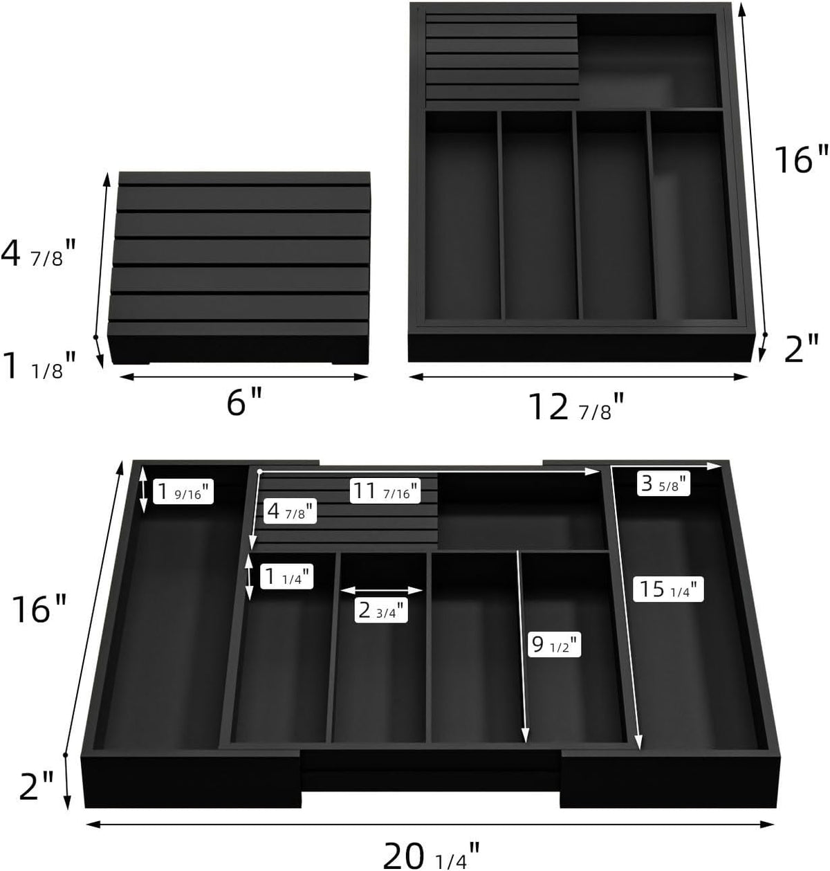 Utensil Organizer Silverware Tray for Drawer - Bamboo Knife Drawer Organizer ...