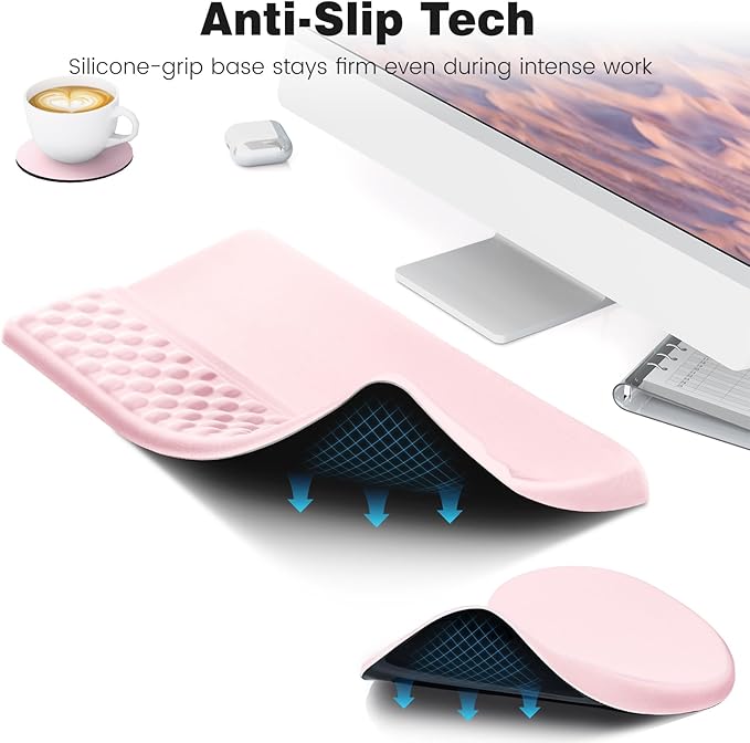 Ospelelf Ergonomic Mouse Pad and Keyboard Stand Wrist Rest Set, Memory Foam - Image 5