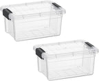 Superio Storage Bins with Lids- 2 Pack, 1.85 Qt Clear Boxes by Superio