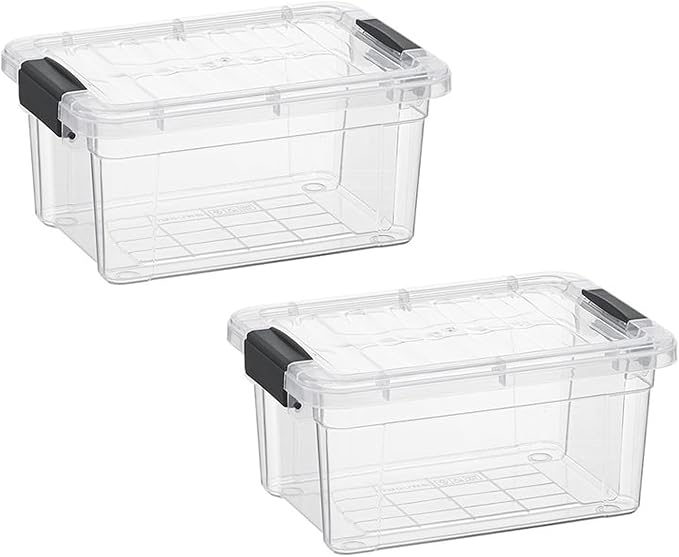Superio Storage Bins with Lids- 2 Pack, 1.85 Qt Clear Boxes by Superio