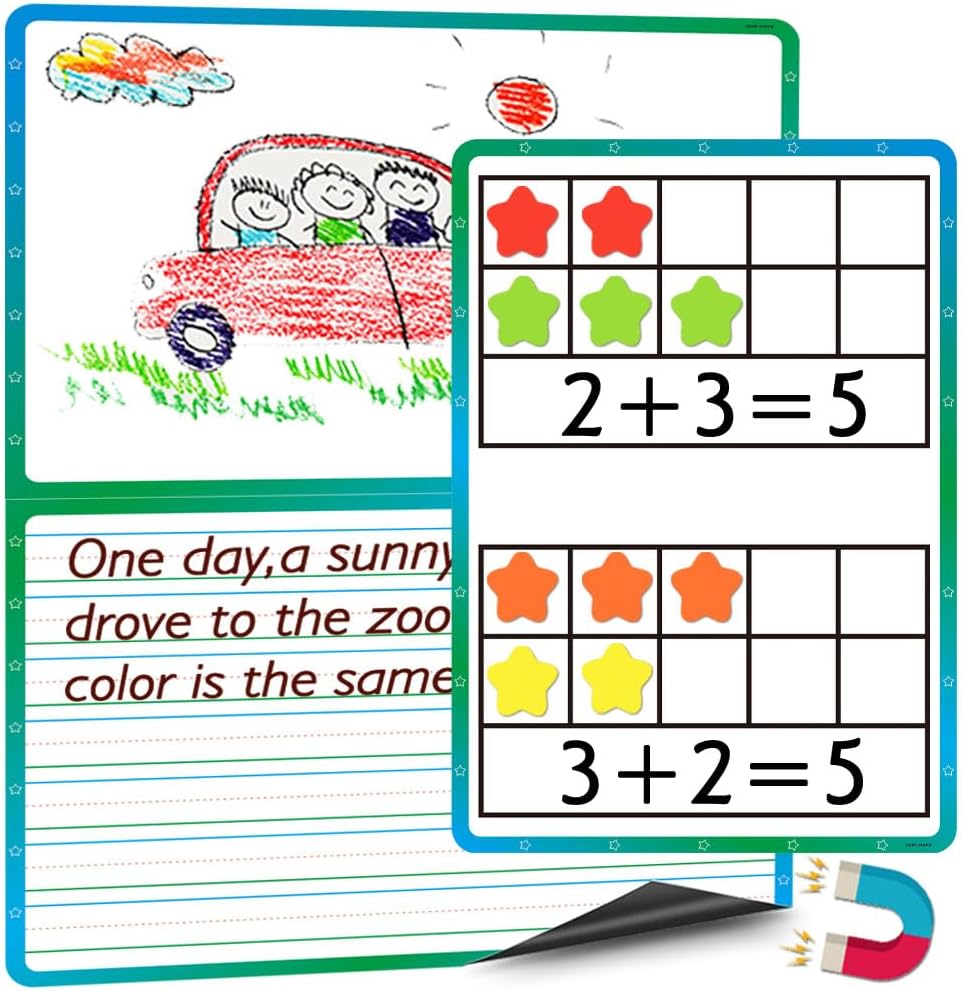3+50PCS,Magnetic Lined Paper for Whiteboard 23.3x16.5in, Giant Notebook Paper for Classroom Draw Write Dry Erase Handwriting Chart Kids for Teachers (Note+Ten),Ten Math 16.5x11.7in