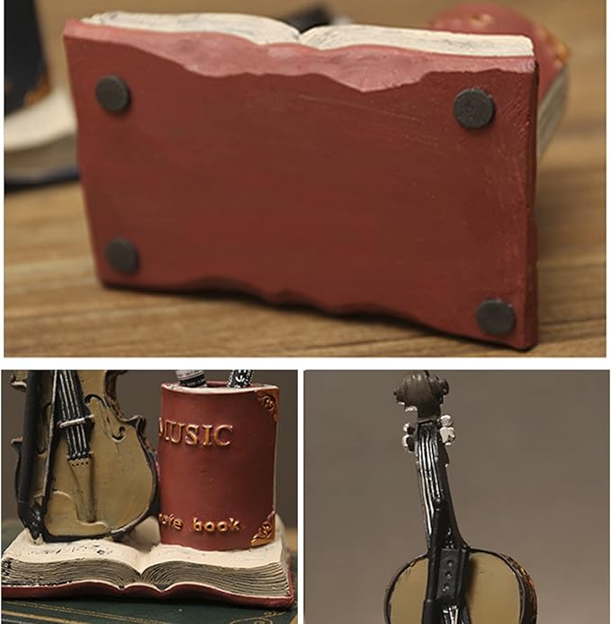 Jaugufiy Resin Violin Sculpture Pen Holder Pencil Holder Pen Organizer Cosmetic - Image 3
