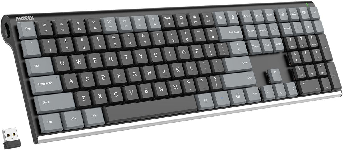 Arteck Mechanical 2.4G USB Wireless Keyboard, Tacktile Brown Switches Gray