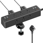 Flat Plug Desk Clamp Power Strip 15FT, 40W Total Fast Charging Station