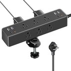 Flat Plug Desk Clamp Power Strip 15FT, 40W Total Fast Charging Station by AcozvinPowerStrip