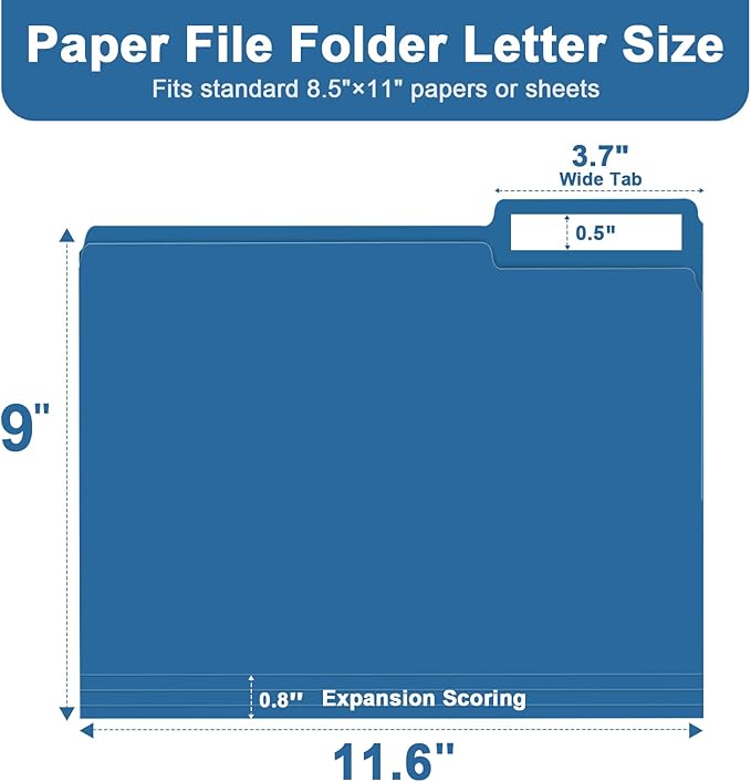 File Folder, RAZCC 150 Pack 1/3 Cut Tab File Folders Letter Size, Colored File - Image 2