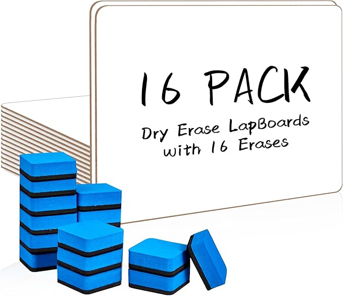 Dry Erase LapBoards, PANDRI 16 Pack Double Sided 12.5 x 9 Inch Whiteboards by PANDRI