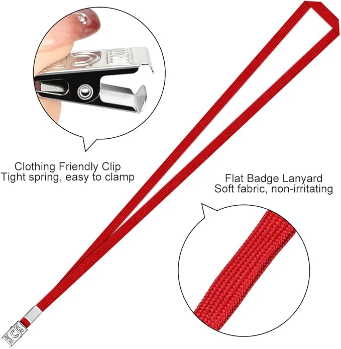 100 Pcs Clear Horizontal Badge Id Card and 100 Pcs Lanyard, Reusable Lanyards - Image 3