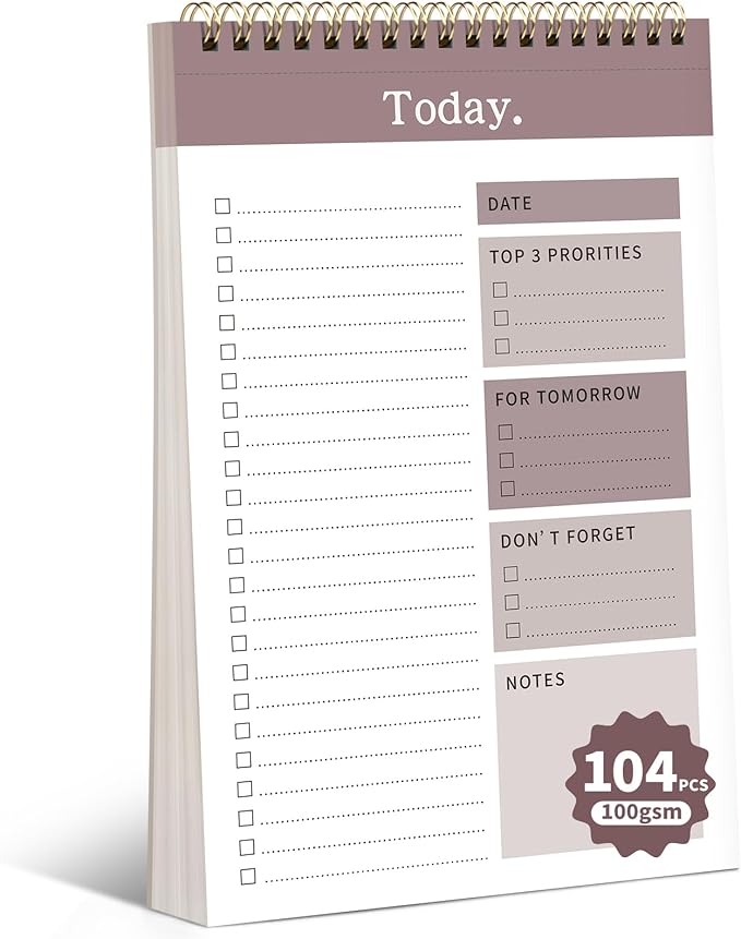 104 Pgs To Do List Notepad, 52 Undated Sheets Duplex-printed Daily Planner by ALKALO