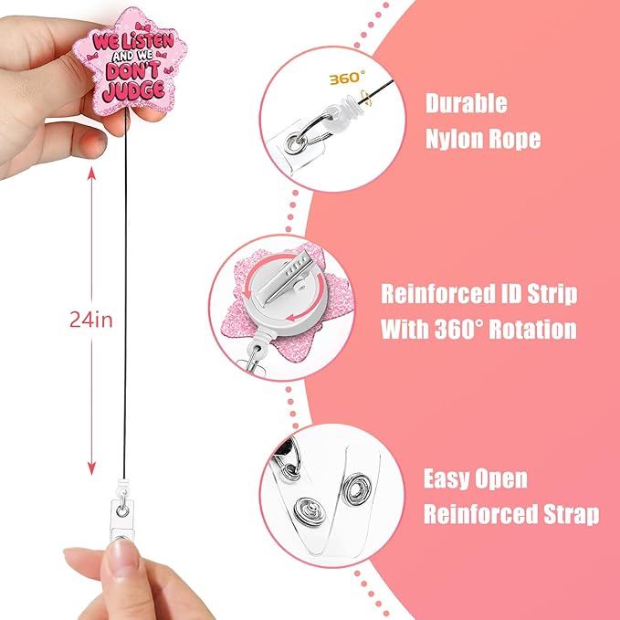 Aoryalps WE Listen and WE Dont Judge Badge Reel Holder Retractable - Image 5