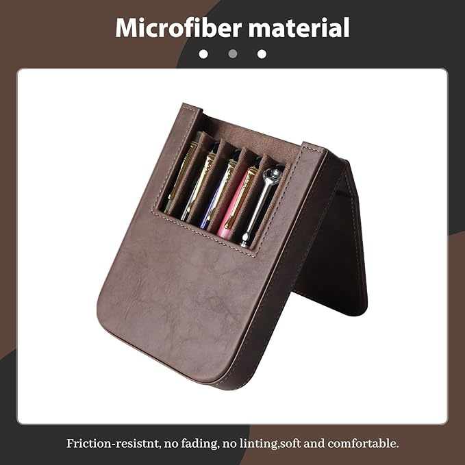 MIVLXLX Leather 6 Fountain Pen/Pencil Tray Case, Magnetic Closure - Image 3