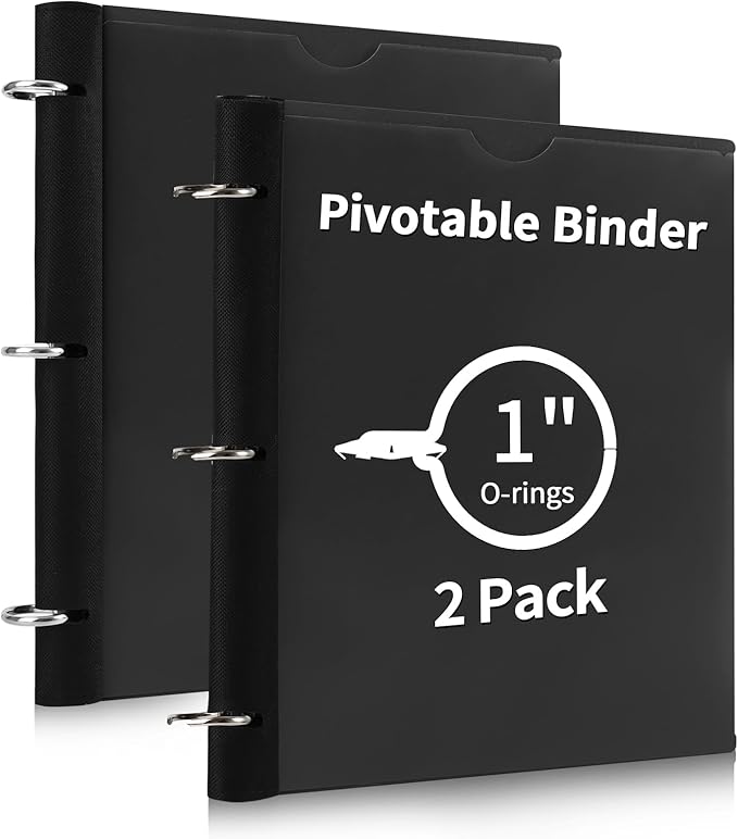 360° Pivotable 3 Ring Binder, Upgraded Foldable Binders 1 inch 2 Pack, Thin by 360%C2%B0PivotableBinderNotebook