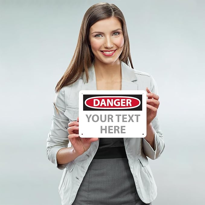Custom OSHA Style Danger Sign 7" x 10" Plastic Sign, Customizable "Your Text - Image 2