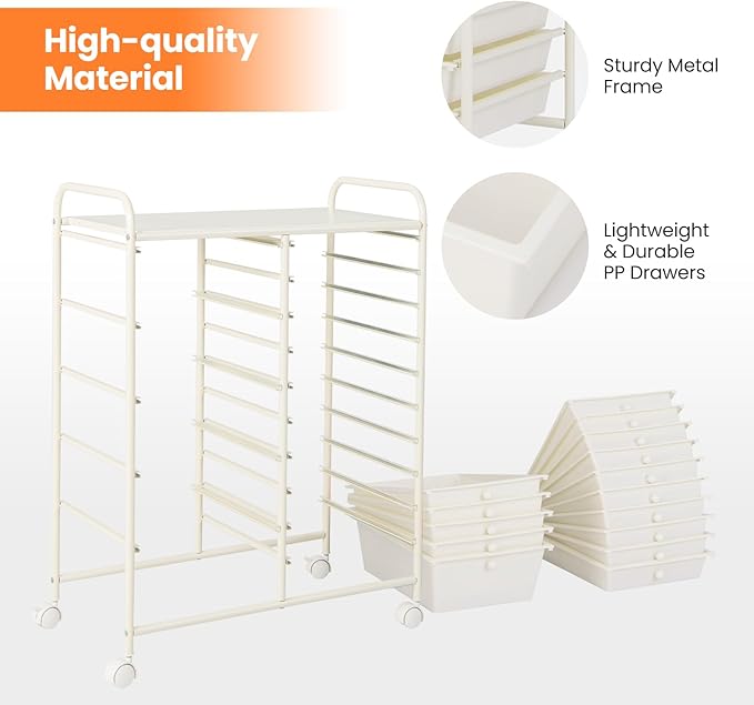 GLACER 15 Drawers Rolling Cart, Storage Cart - Image 7