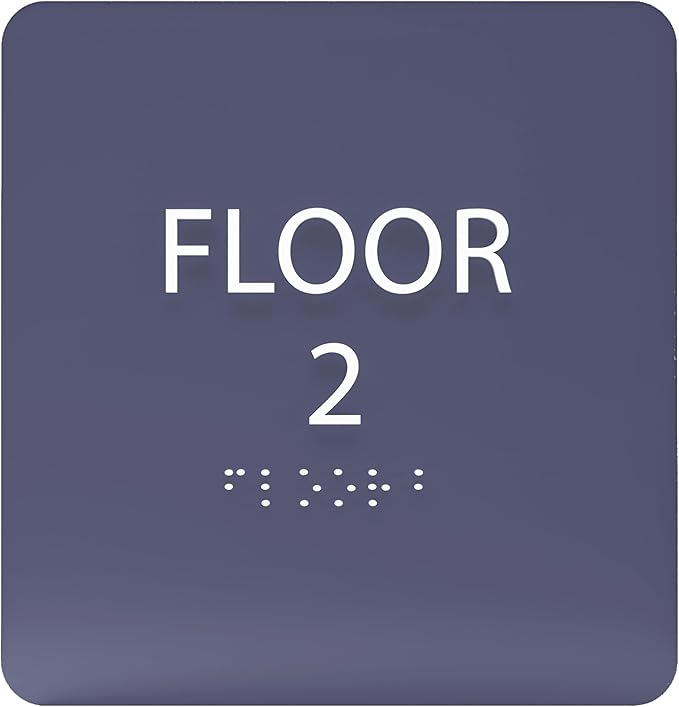 Navy ADA Floor 2 Sign with Braille – Made from Durable Acrylic and Ready to by ADACentralSigns