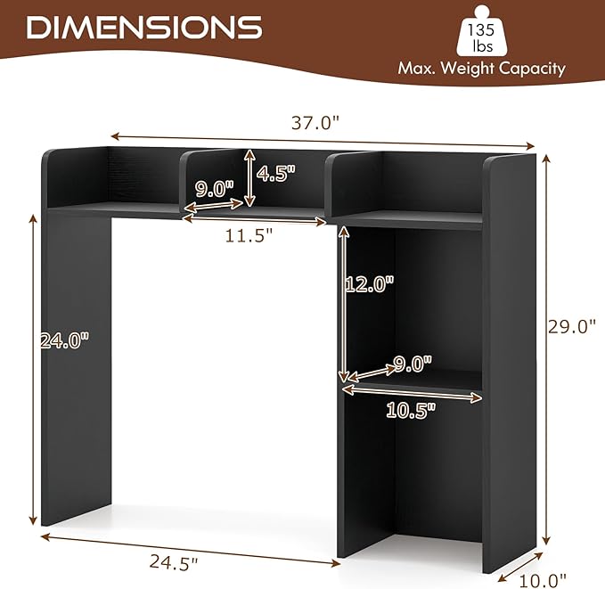 Tangkula Desktop Bookshelf, Countertop Storage Hutch - Image 3
