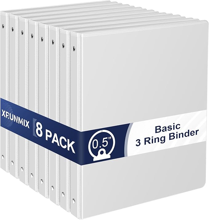 0.5-Inch 3-Ring-Binder with Pockets, 1/2'' Basic Binders 1-inch View Round by XrunmixOffice
