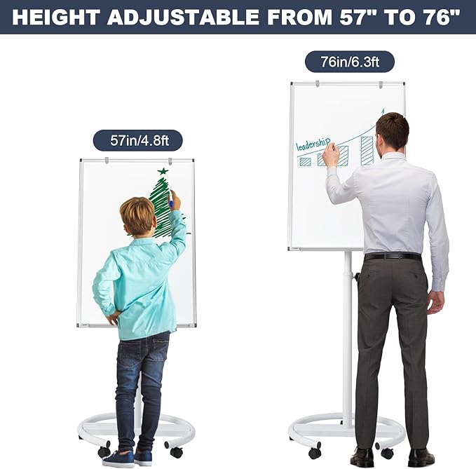 Mobile Whiteboard, 36x24 Inches Standing White Board on Wheels, Portable - Image 2
