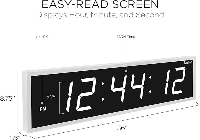 Ivation Oversized 36" Large Digital LED Clock | Big Digital Clock - Image 2
