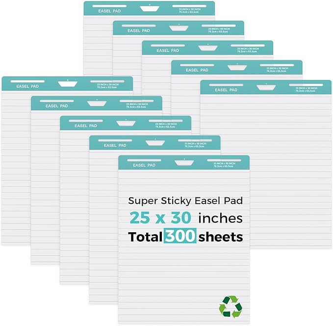 FAHKNS Lined Sticky Easel Pad，Large 25x30 Inch Self-Adhesive Teacher'S Flip by FAHKNS