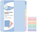 SKYDUE Durable Plastic 8-Tab Dividers, Big Tab Dividers by SKYDUE