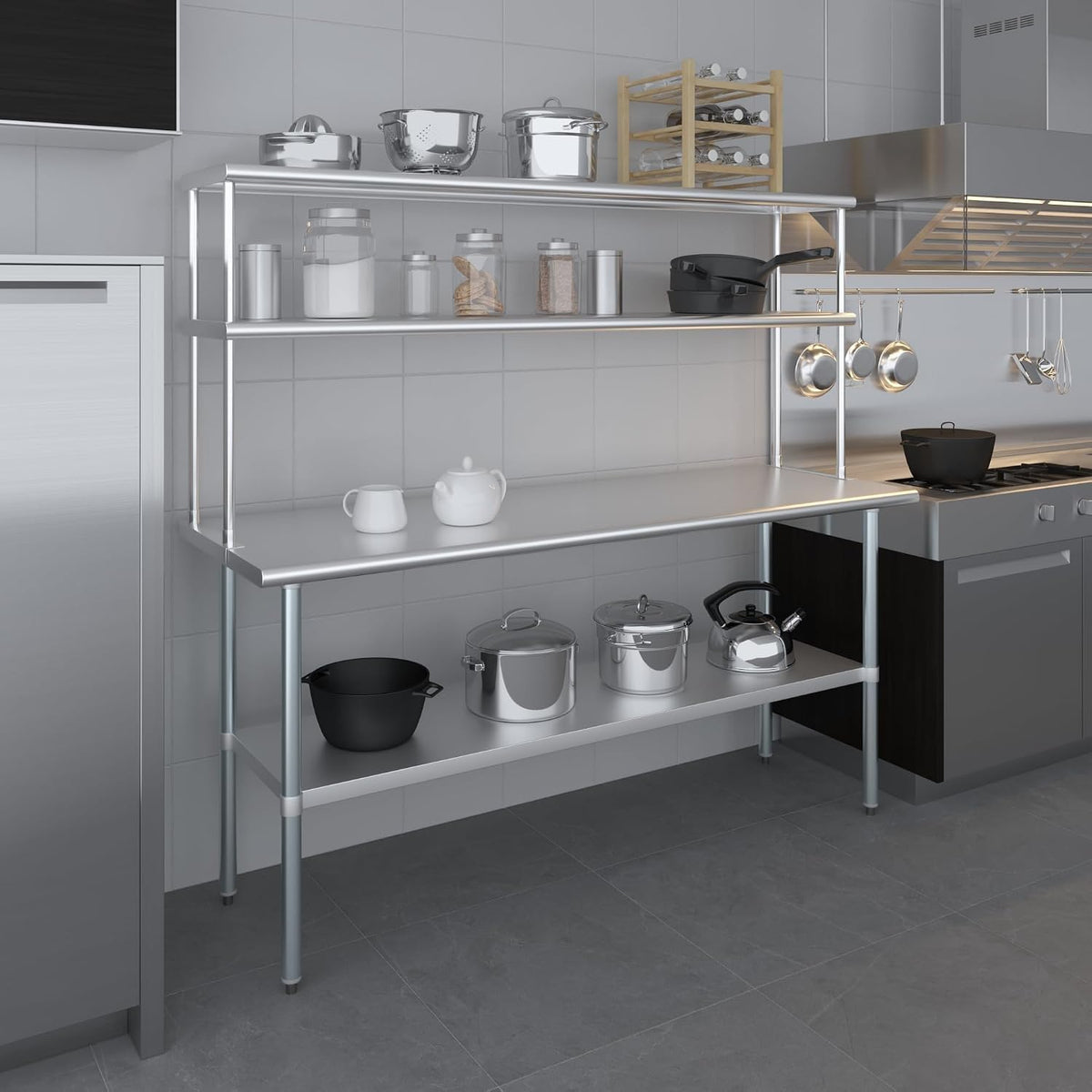 72"x12" Stainless Steel Double Overshelf, NSF