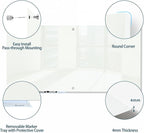 J&J worldwide Magnetic Glass Whiteboard 6' x 4', Large Frameless White Boards - Image 2