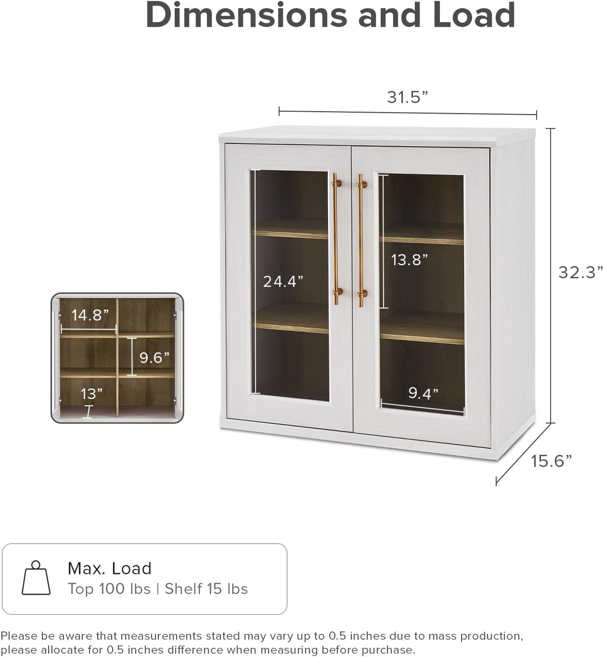 mopio Blake Storage Cabinet, Pantry, Sideboard (White Oak, Single, Acrylic)