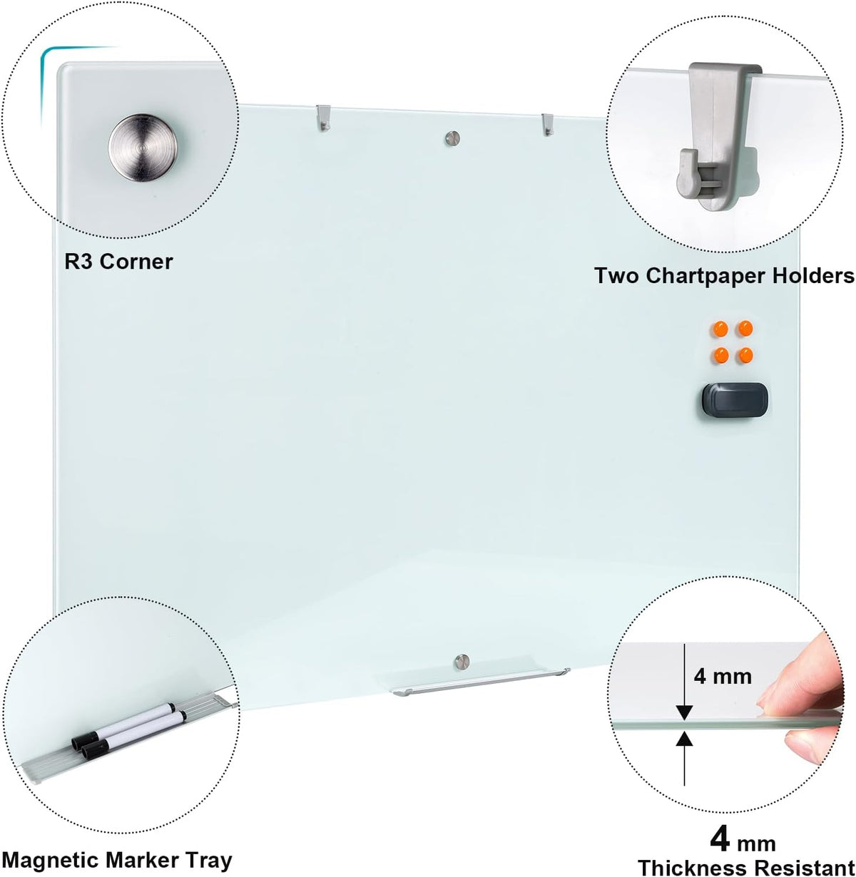 Wingwise Large Glass Dry Erase Board, 72 x 48 Inches Magnetic Whiteboard