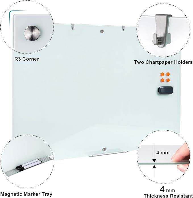 Large Glass Dry Erase Board, 72 x 48 Inches Magnetic Glass Whiteboard - Image 2
