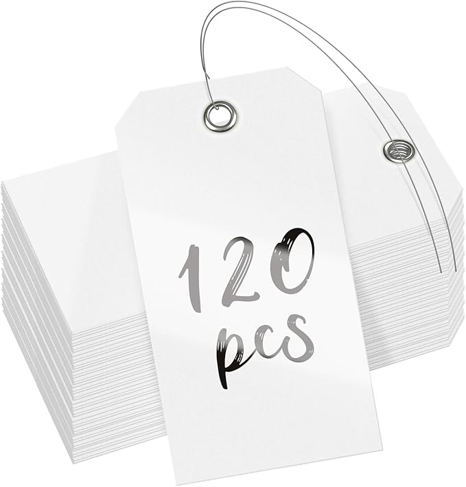 Uniclife 120 Pcs White Plastic Tags by UnicLife