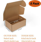 PHAREGE 9x6x4 inch Shipping Boxes 6 Pack Brown, Tab Lock Tuck Top Mailer Boxes - Image 2