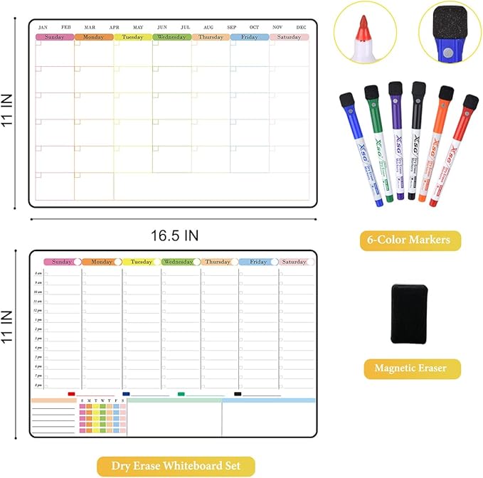 POPRUN Dry Erase Calendar weekly and monthly self adhesive stick on - Image 7
