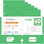 Two Pocket Portfolio Folders, PANDRI 60 Pack 3 Hole Punched 2 Pocket Folders by PANDRI