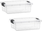 Superio Storage Bins with Lids- 2 Pack, 4.5 Qt Clear Boxes by Superio