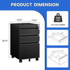 MIIIKO File Cabinet 3 Drawers on Wheels Under Desk, Un-Assembled Filing Cabinet - Image 3