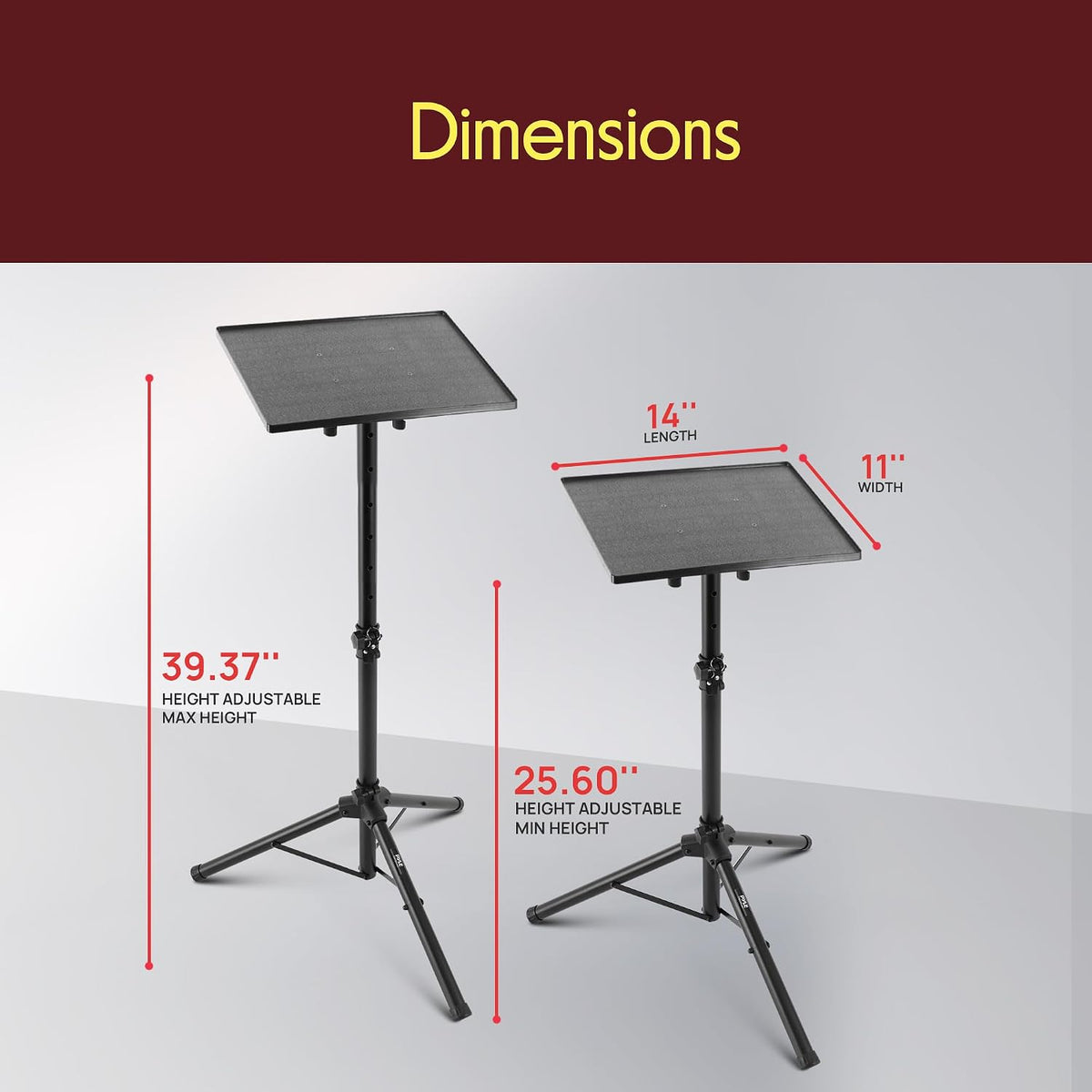 Pyle Universal Laptop Projector Tripod Stand - Adjustable Computer, DJ Equipm...