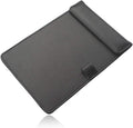 WELLYUK 4.7" X 7.5" PU Leather Clipboard, A6 File Clip Document Organizer Writing Pad Office Business Card Holder, Magnetic Conference Pad with Pen Holder, Black