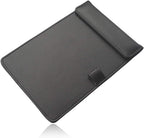WELLYUK 4.7" X 7.5" PU Leather Clipboard, A6 File Clip Document Organizer Writing Pad Office Business Card Holder, Magnetic Conference Pad with Pen Holder, Black