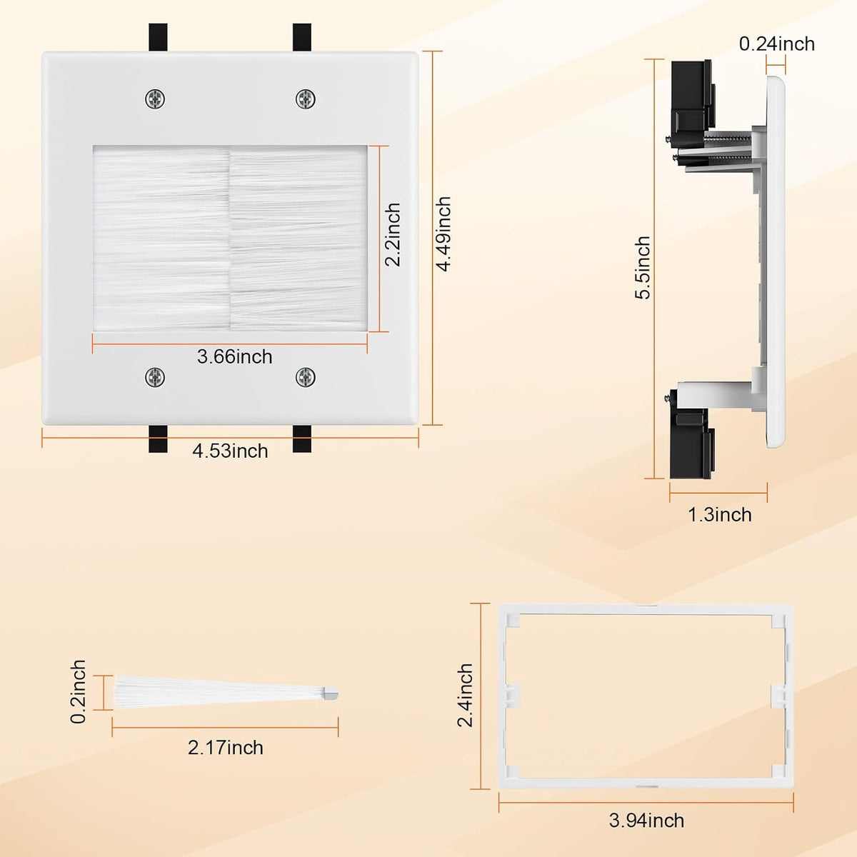 in Wall Cable Concealer Kit with Brush Wall Plate,Recessed Outlet Box,9ft Cor...