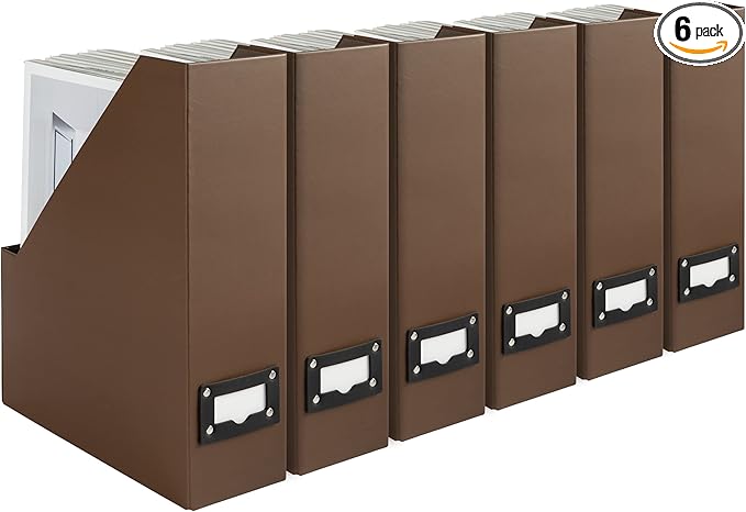 BLU MONACO | Cardboard Magazine File Holder Set of 6 | Vertical Magazine File by Blu_Monaco