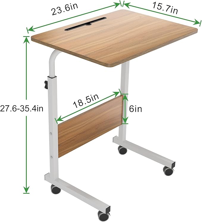 Rolling Laptop Desk Stand Up Desk Adjustable Mobile Laptop Desk, DlandHome 23.6 - Image 3