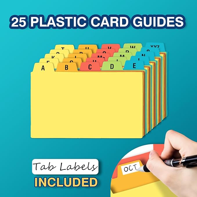 H4D 3x5 Index Card Holder with 100 Heavyweight Ruled Index Cards and 25 Plastic - Image 5