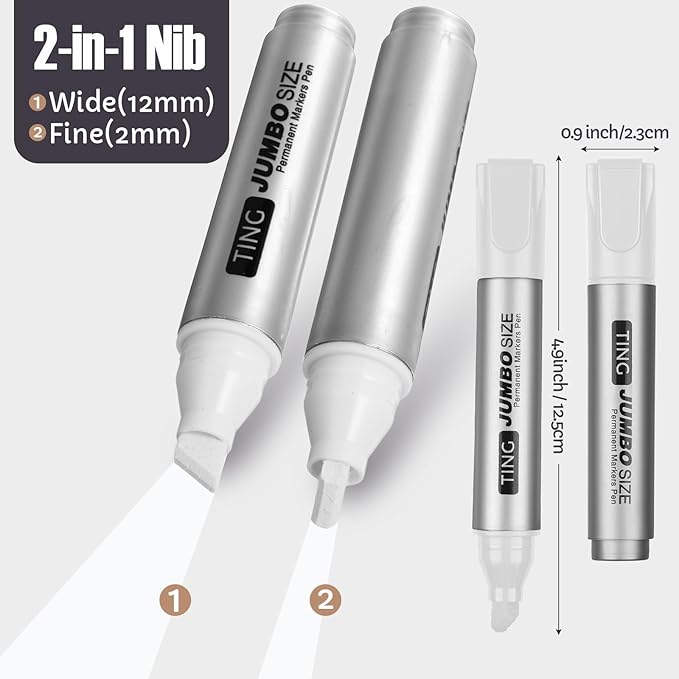 Fuutreo 10 Pack Jumbo Permanent Markers Bulk Large Chisel Tip Permanent Markers - Image 3