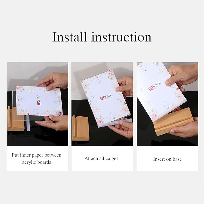 TONICE® 3 Pack 5x7 Acrylic Sign Holder Slant Back Design L Shape Clear Acrylic - Image 4