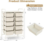 HAPPYGRILL 10-Drawer Rolling Storage Cart, Storage Organizer Cart - Image 6