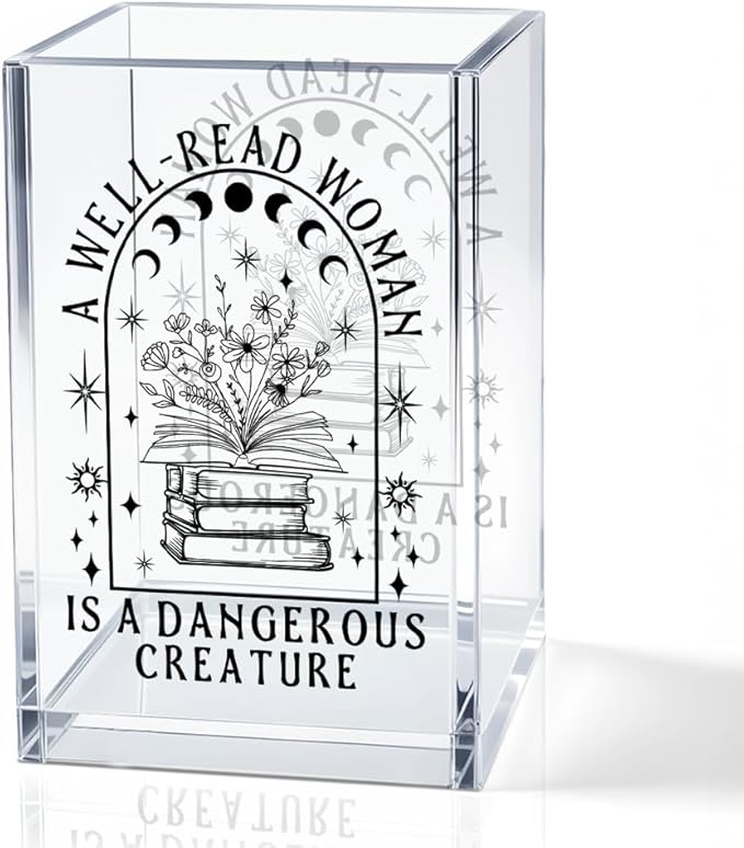 QYUVK A Well-read Woman Is A Dangerous Creature Acrylic Pencil Holder Cup by QYUVK