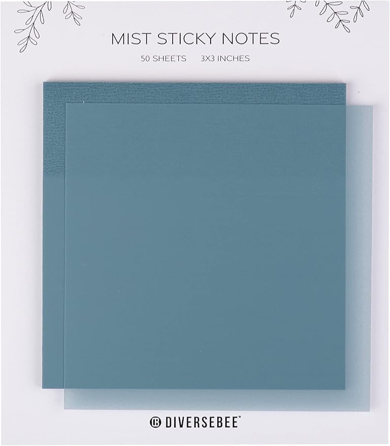 DiverseBee 50 Sheets Pastel Transparent Sticky Notes, 3x3” Clear Sticky Tabs by DiverseBee