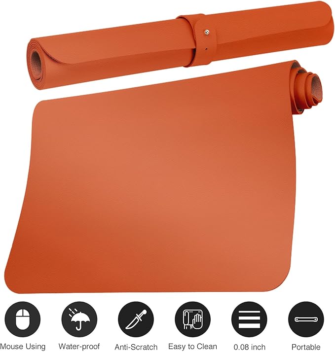 Boutilon Leather Desk Pad Protector, Non-Slip Mouse Pad, Laptop Desk Pad - Image 3